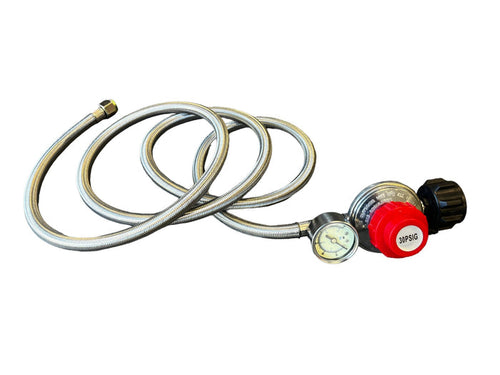0 to 30 PSI Propane Regulator w/6' Stainless Steel Braided Hose