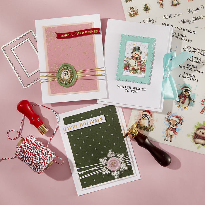 2 Pack Frames Wax Seal Stamps & Dies Bundle