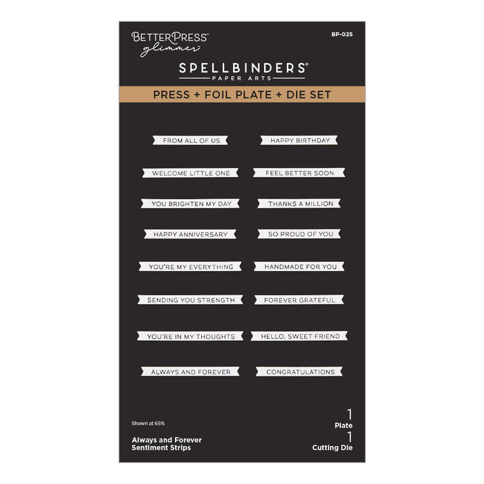 Always and Forever Sentiment Strips Press Plate & Die Set