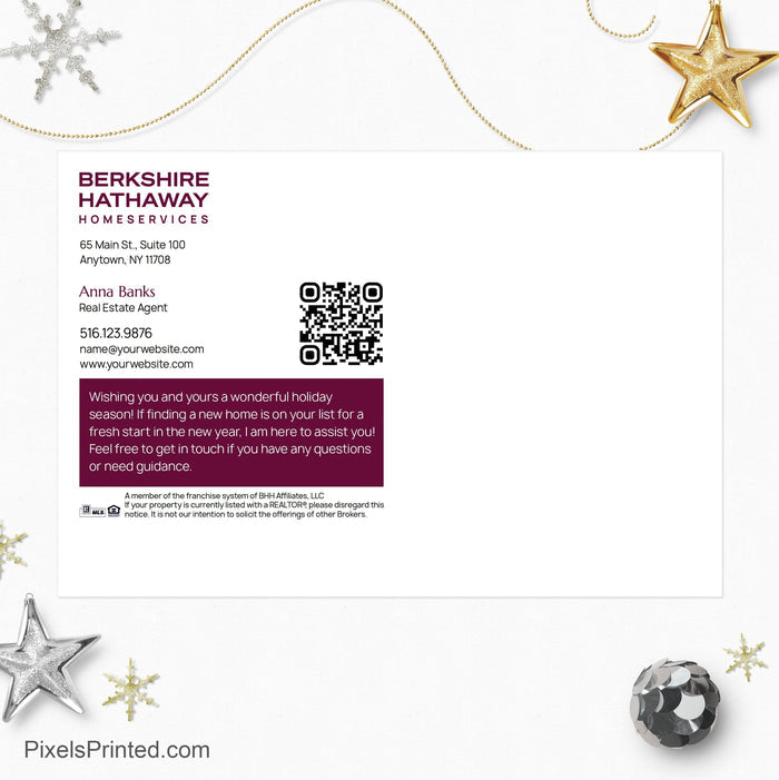 Berkshire Hathaway Christmas holiday postcards PixelsPrinted