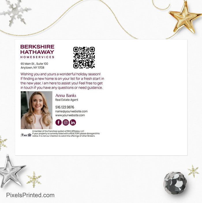 Berkshire Hathaway Christmas holiday postcards PixelsPrinted