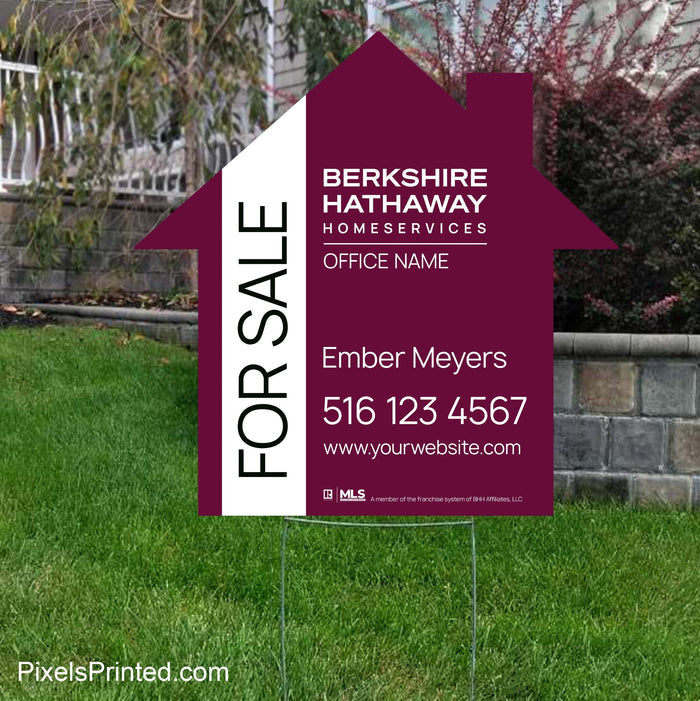 Berkshire Hathaway house shaped yard signs, for sale signs, open house signs, realtor yard signs
