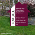 Berkshire Hathaway house shaped yard signs, for sale signs, open house signs, realtor yard signs