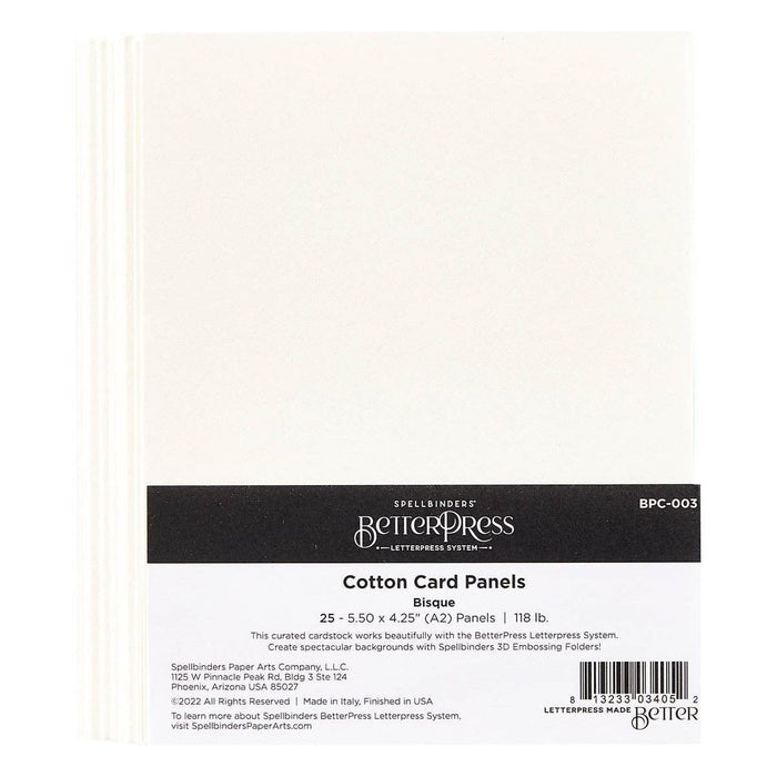 Bisque BetterPress A2 Cotton Card Panels  - 25 Pack