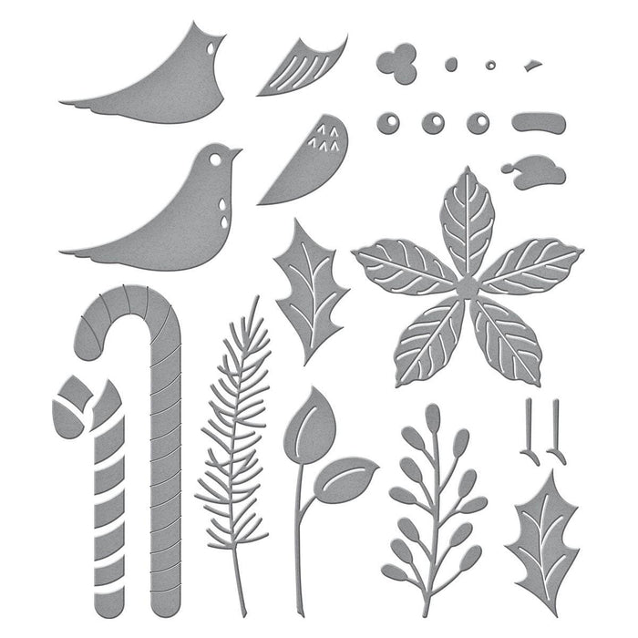 Christmas Bird Poinsettia Etched Dies