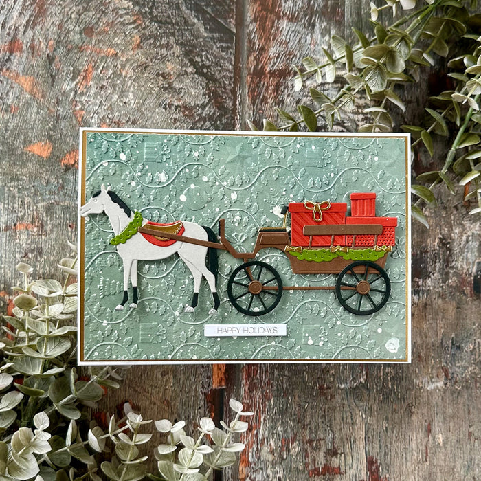 Christmas Horse-Drawn Wagon Etched Dies by Annie Williams