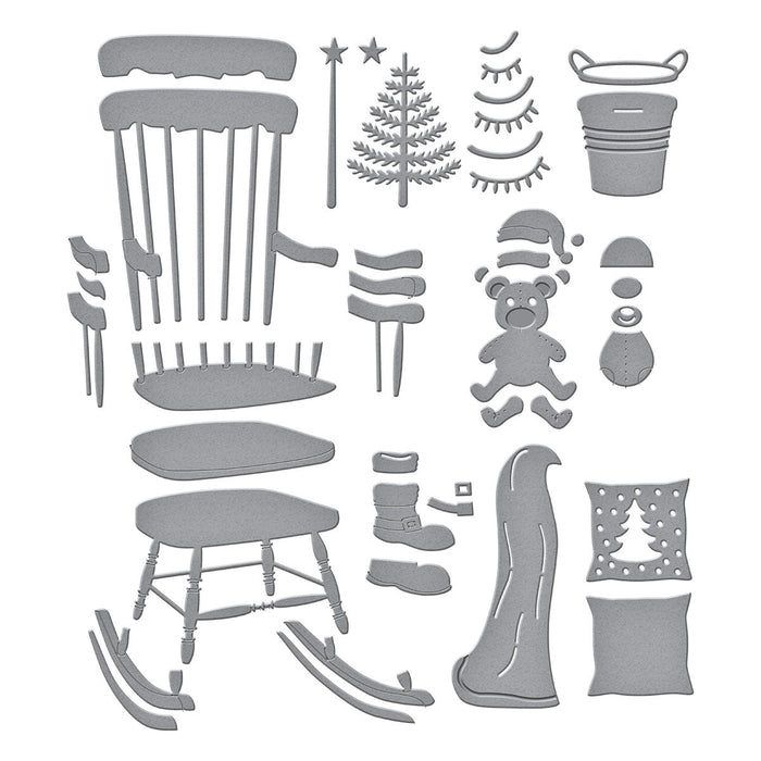 Christmas Rocking Chair Etched Dies by Annie Williams