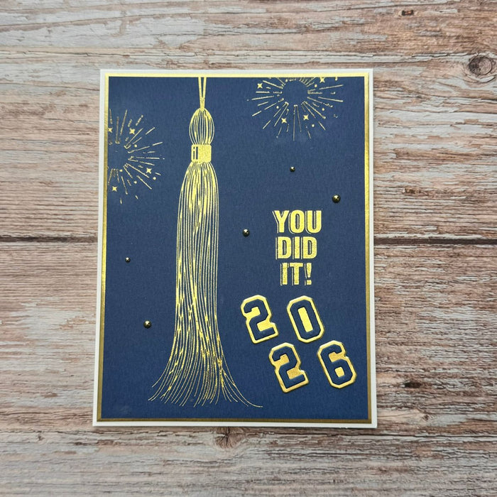 Classic Mouse Graduation Sentiments Press + Foil Plate & Die Set