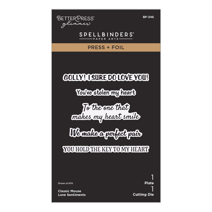 Classic Mouse Love Sentiments Press + Foil Plate & Die Set