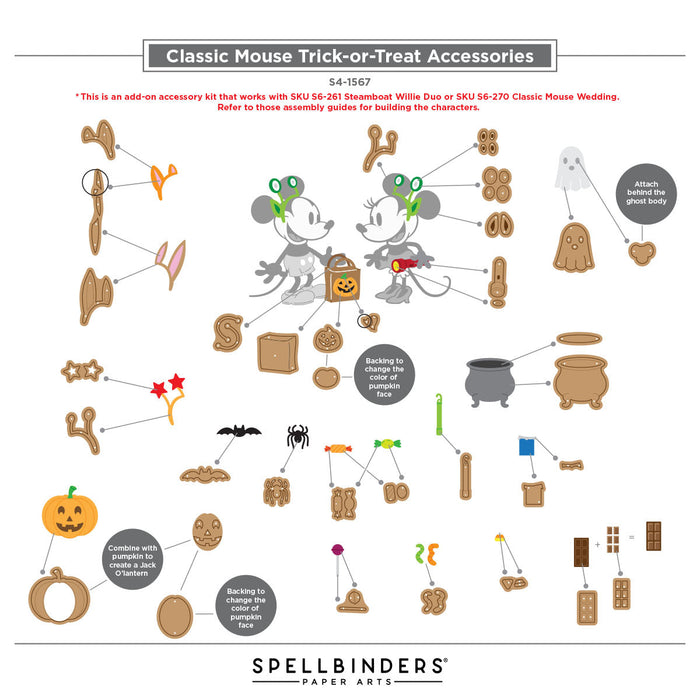 Classic Mouse Trick-or-Treat Accessories Etched Dies
