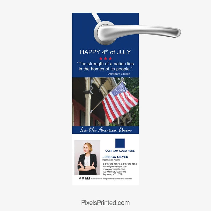 Coldwell Banker realty Fourth of July door hangers for summer real estate marketing