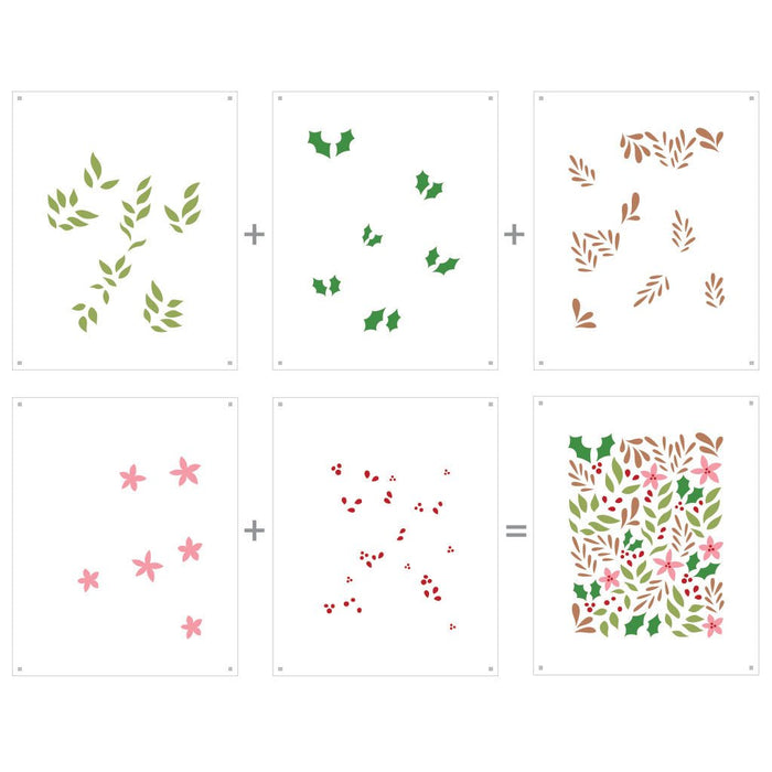 Color Layering Christmas Foliage Stencils