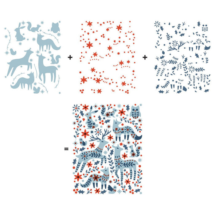 Color Layering Folk Winter Animals Stencils