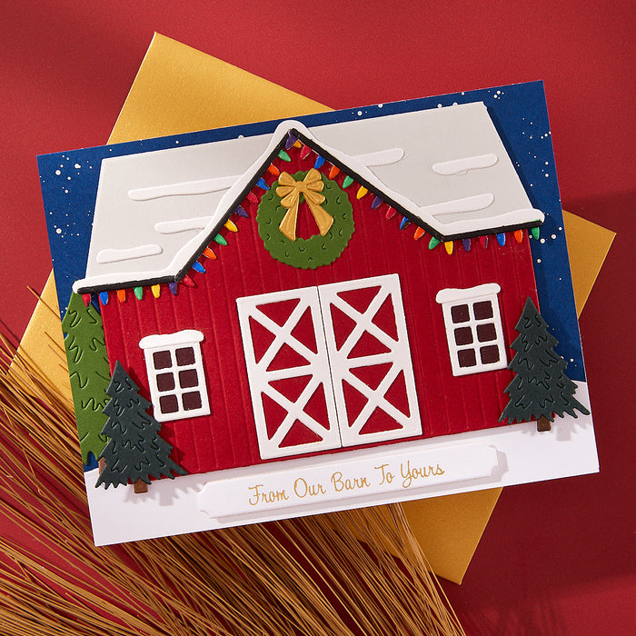 Country Christmas Barn Etched Dies by Annie Williams