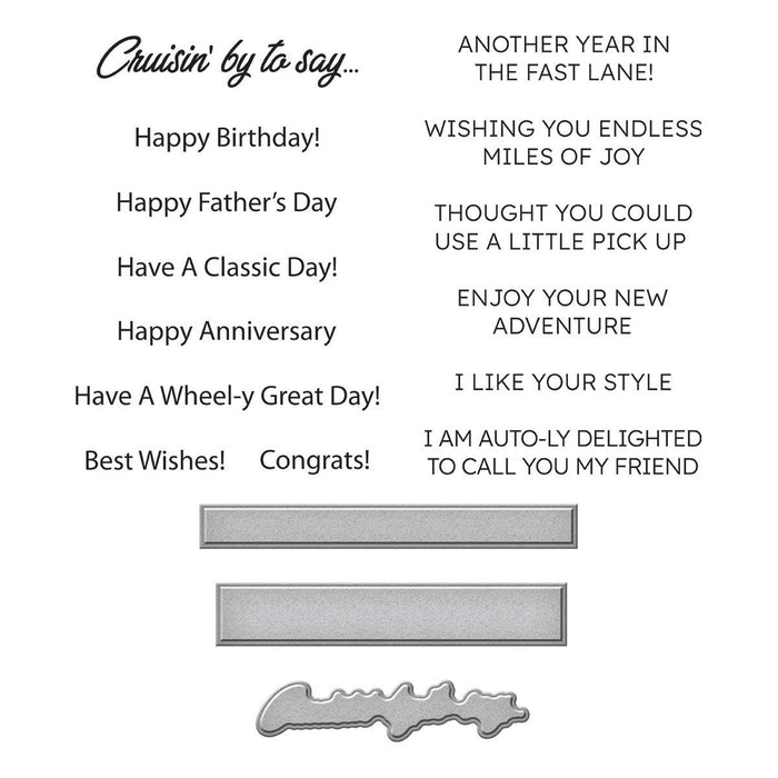 Cruisin' By Sentiments Clear Stamp & Die Set by Mindy Eggen
