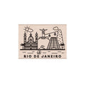 Destination Rio De Janeiro Woodblock Stamp