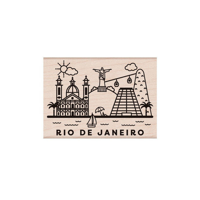 Destination Rio De Janeiro Woodblock Stamp