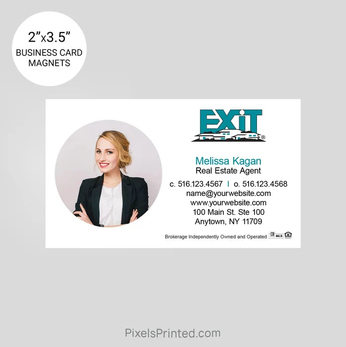 EXIT realty business card magnets PixelsPrinted