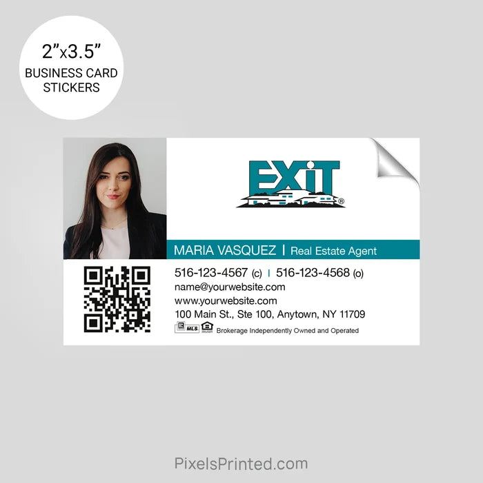 EXIT realty business card stickers PixelsPrinted
