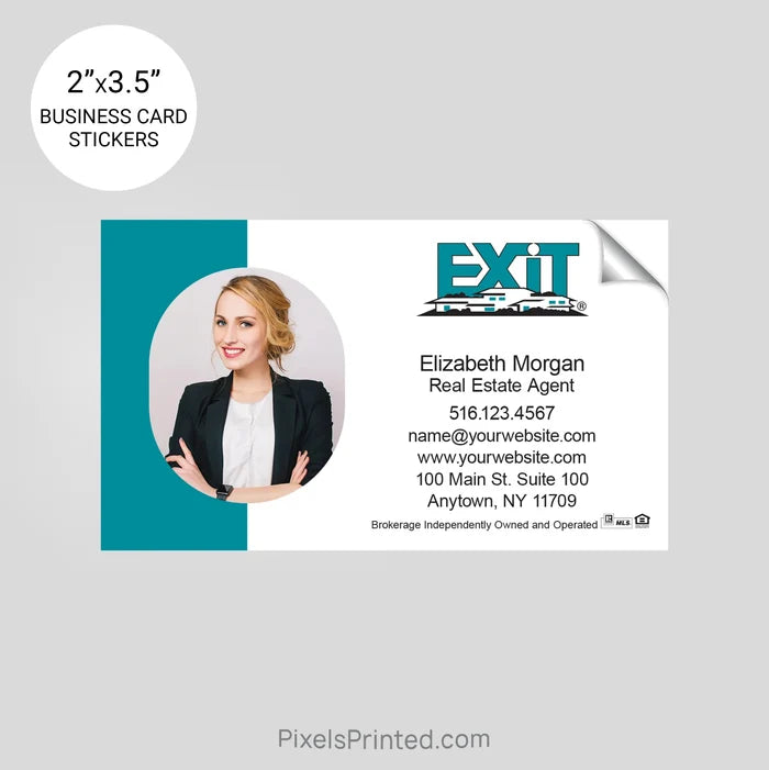 EXIT realty business card stickers PixelsPrinted