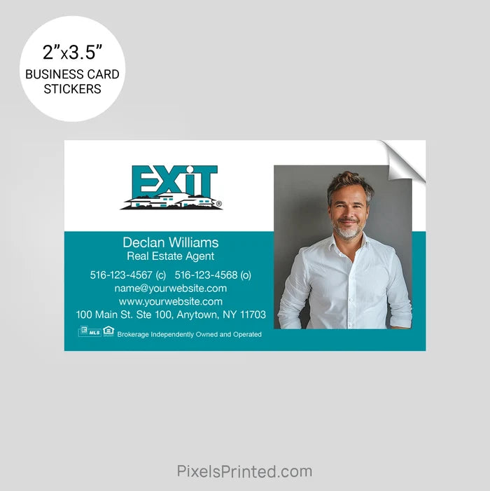 EXIT realty business card stickers PixelsPrinted
