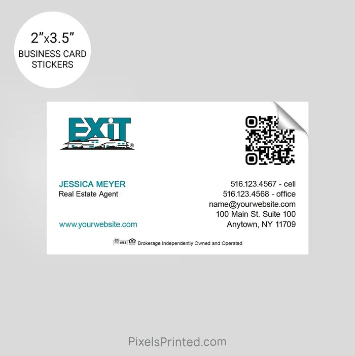 EXIT realty business card stickers PixelsPrinted