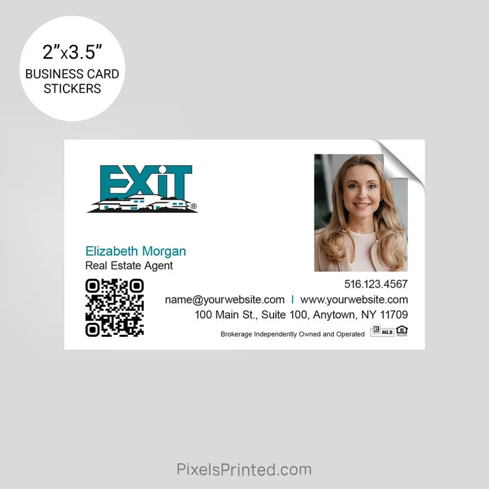 EXIT realty business card stickers PixelsPrinted