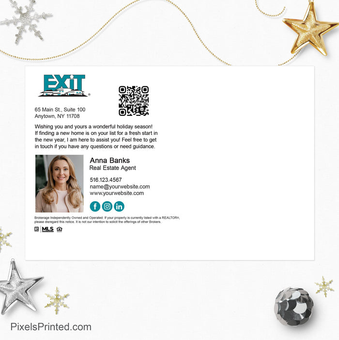 EXIT realty Christmas holiday postcards PixelsPrinted