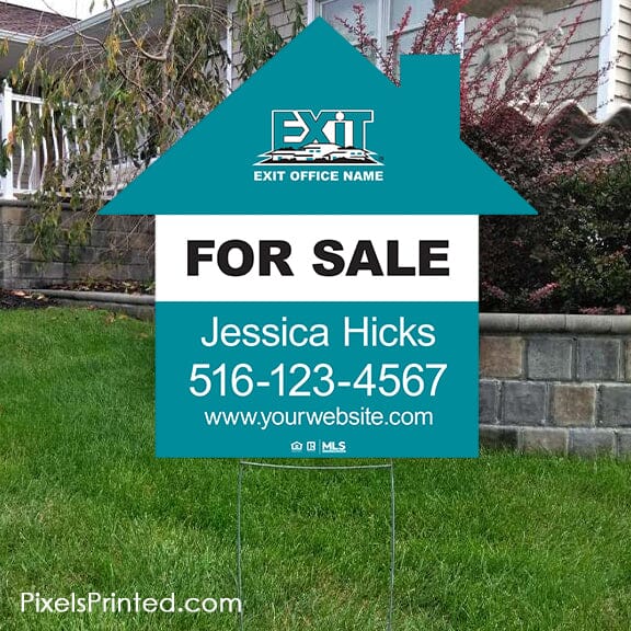 EXIT realty house shaped for sale yard sign PixelsPrinted