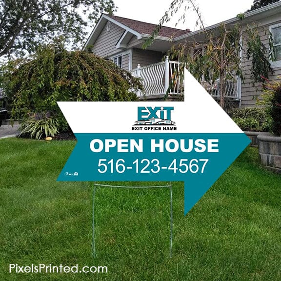 EXIT realty open house arrow shaped yard signs PixelsPrinted