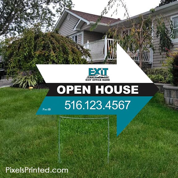 EXIT realty open house arrow shaped yard signs PixelsPrinted
