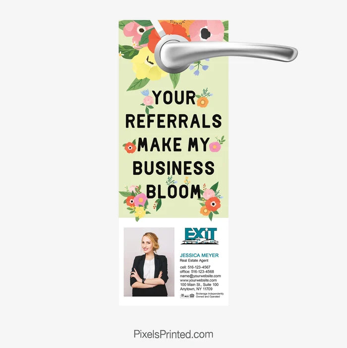EXIT realty referrals make my business bloom door hangers