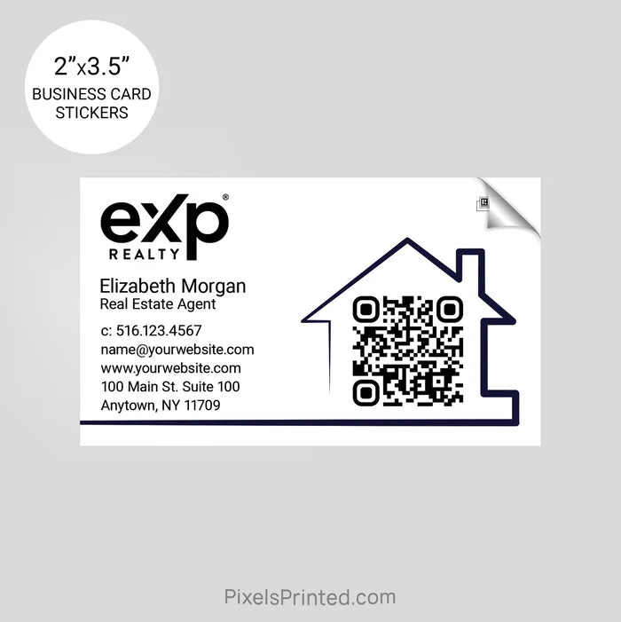 custom business card stickers for real estate agents with QR code and house design