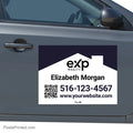 Custom eXp Realty real estate car decal personalized with an agent's branding and contact information.
