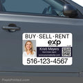 Professional eXp Realty car magnet personalized for a real estate agent's vehicle branding and visibility.