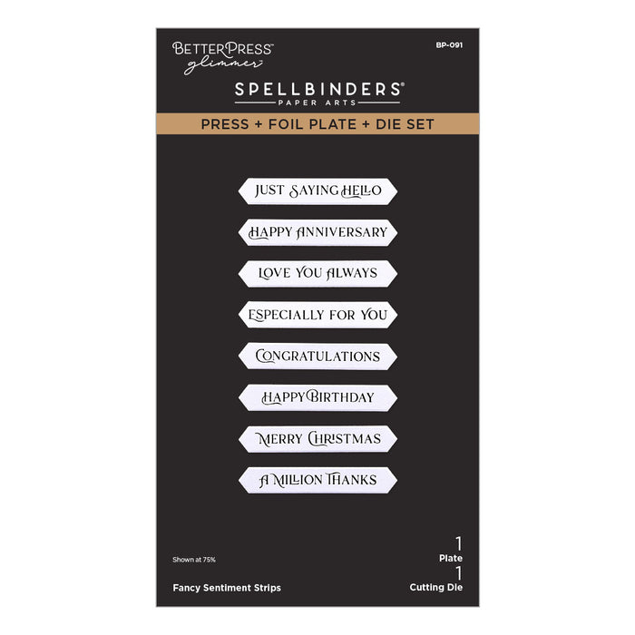 Fancy Sentiment Strips Press + Foil Plate & Die Set