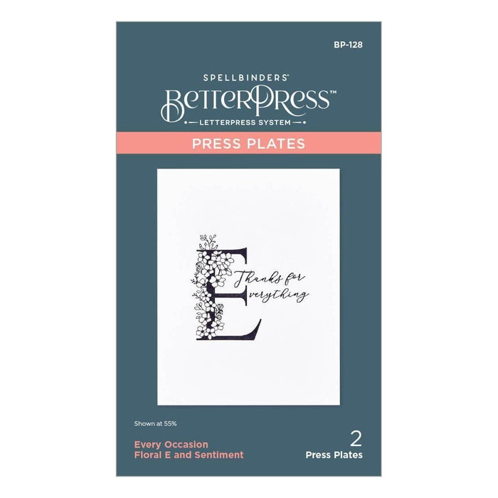 Floral E and Sentiment Press Plate