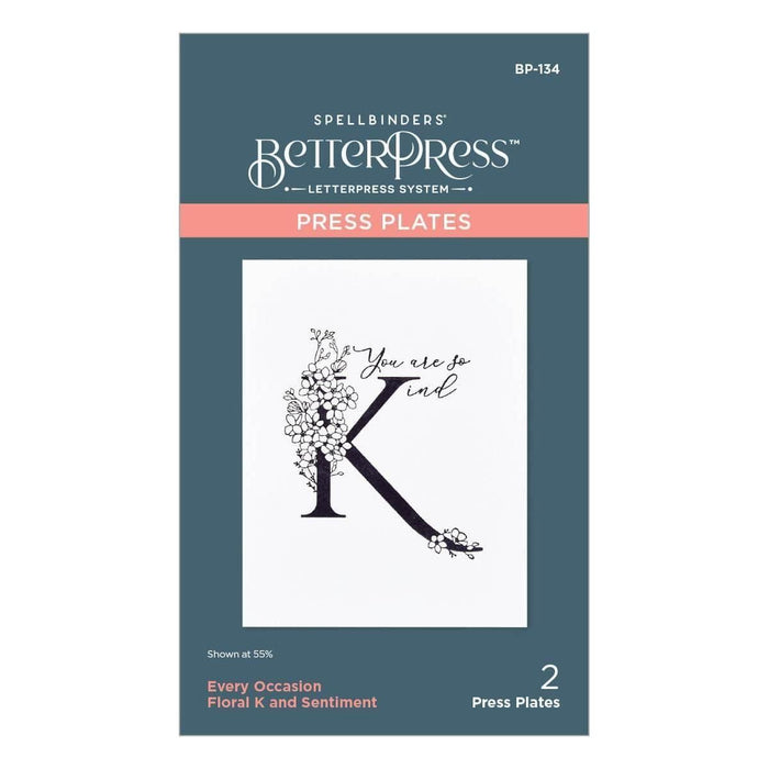Floral K and Sentiment Press Plate