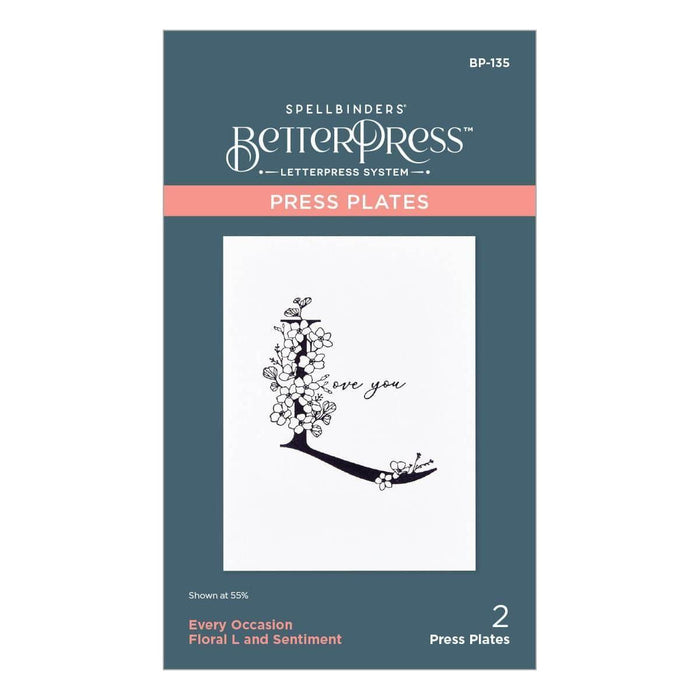 Floral L and Sentiment Press Plate