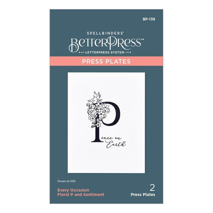 Floral P and Sentiment Press Plate