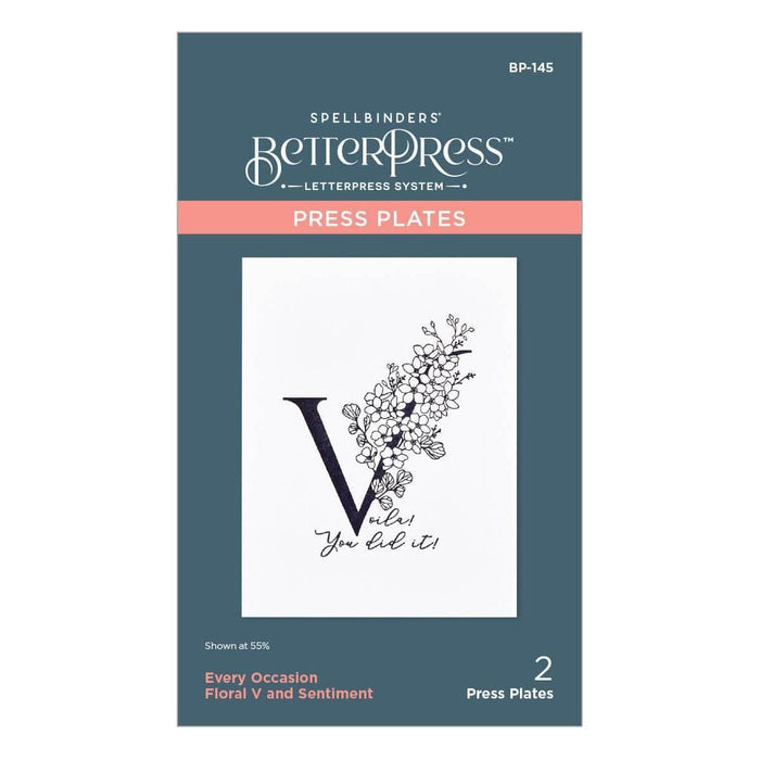 Floral V and Sentiment Press Plate