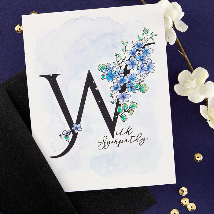 Floral W and Sentiment Press Plate