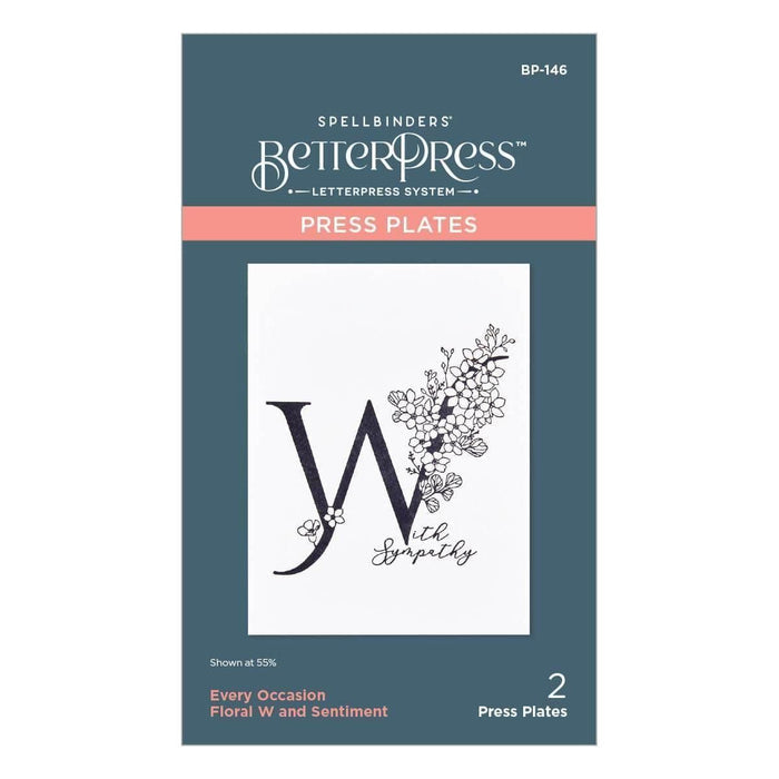 Floral W and Sentiment Press Plate