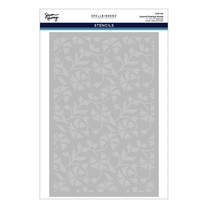 Flowing Florals 3D Embossing Folder and Stencil Bundle by Simon Hurley