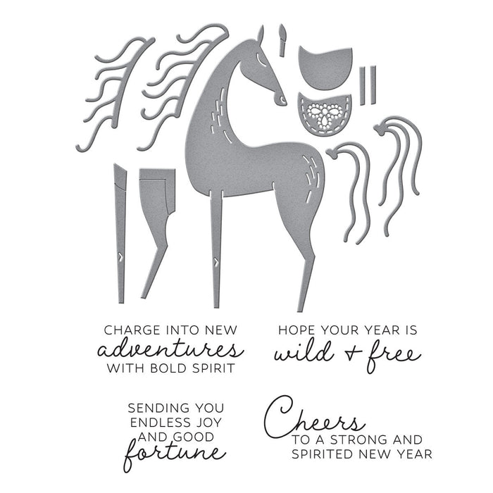 Good Fortune Horse Clear Stamp & Die Set