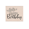Happy Birthday with Ribbon Woodblock Stamp