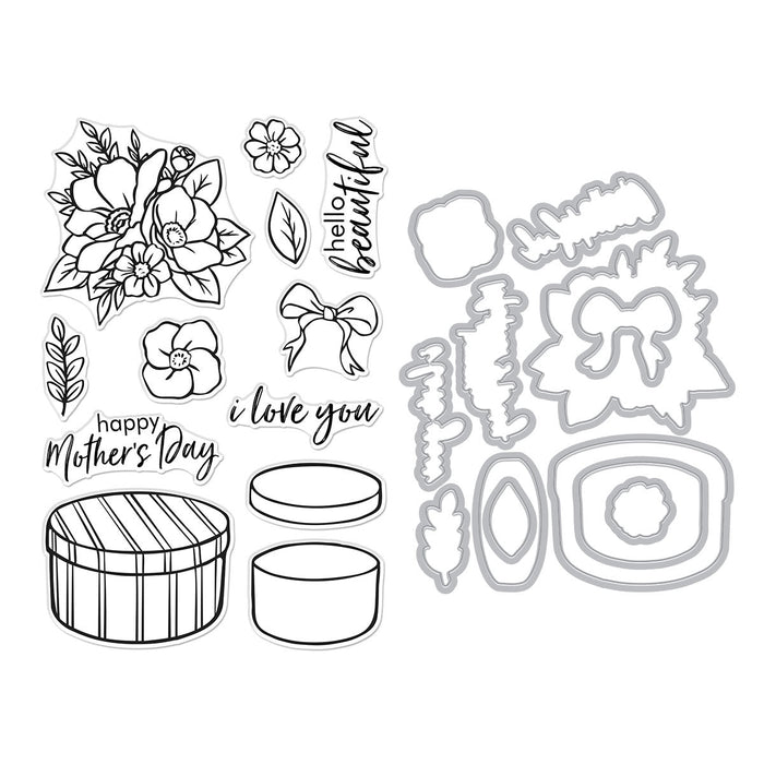 Hatbox Blooms - March 2025 Clear Stamp Set + Dies of the Month