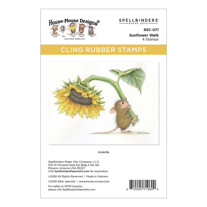 House-Mouse Sunflower Walk Cling Rubber Stamp Set