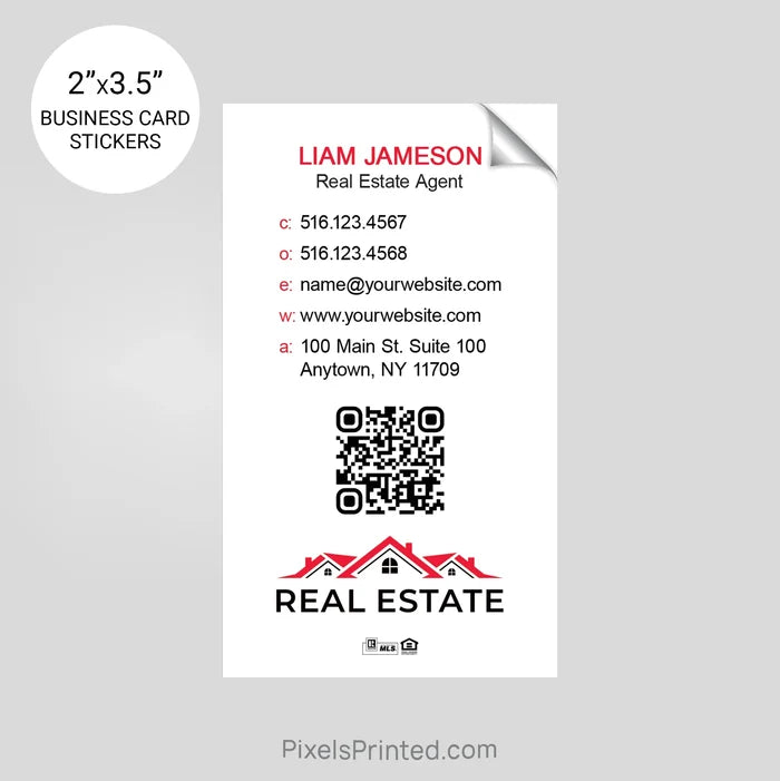 Independent real estate business card stickers PixelsPrinted
