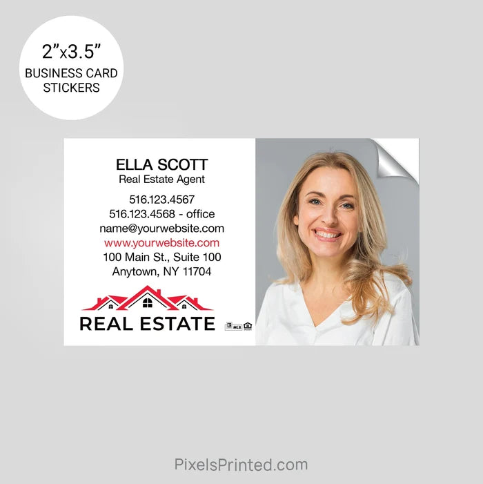 Independent real estate business card stickers PixelsPrinted